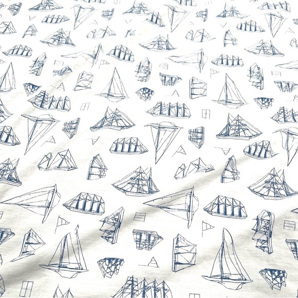 NAUTICA WHITEWOOD SAILBOATS BLUE (1) Full Double FLAT SHEET - Picture 1 of 4